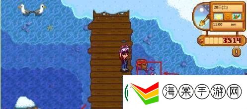 星露谷物语蟹笼放诱饵方法