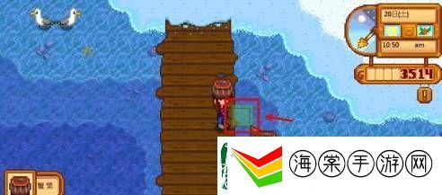 星露谷物语蟹笼放诱饵方法